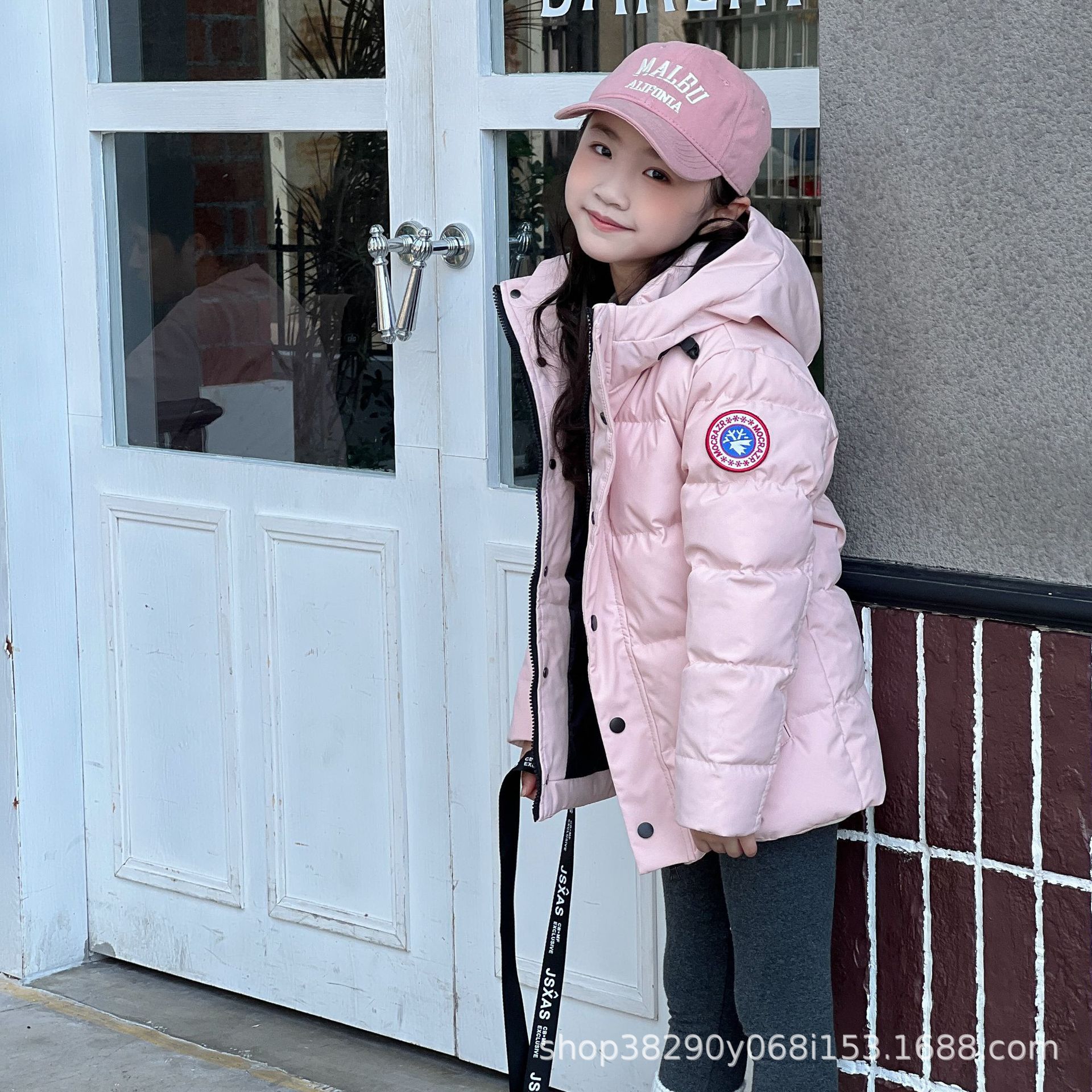 Korean style down jacket for boys and girls, winter white duck down hooded warm coat, trendy