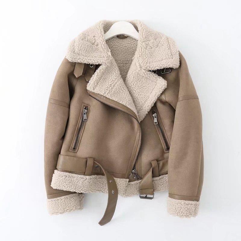 Fleece Jacket Coat Women's Autumn and Winter New Suede Fur One Lamb Wool Warm Coat Bike Clothing