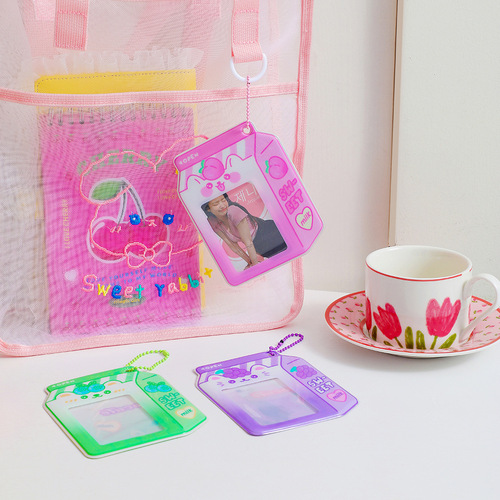 Ins girl creative cartoon milk bottle Gu card holder Polaroid three-inch card holder cute bus card bag female