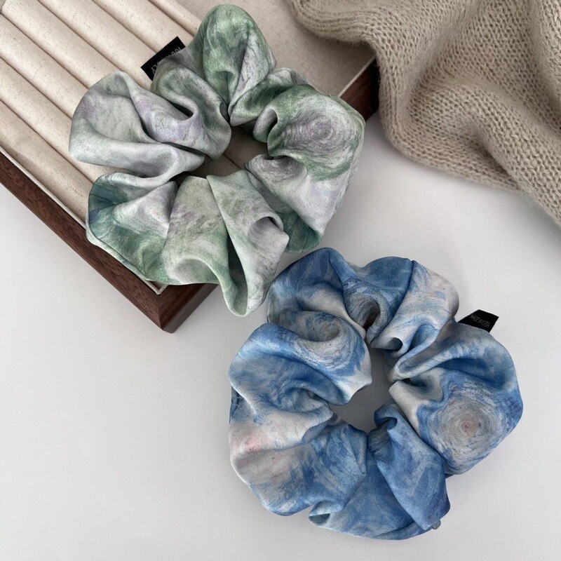 Korean-style Satin Fluffy Ink Painting Tie-dyeing Large Intestine Hair Ring High-grade Feeling Back of Head Elegant Tie-rope Hair Accessories