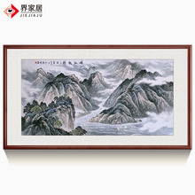 水墨峡江名家真迹帆影办公室挂画中式手绘字画装饰画客厅国画山水