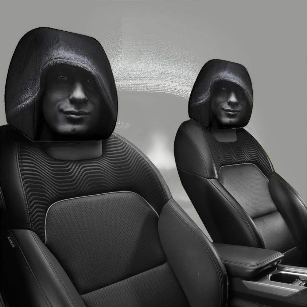 Car Headrest Cover with Dark-Themed Mysterious Figure Print, Can Be Customized with Label and Image, Popular Cross-Border Product, Universal Fit
