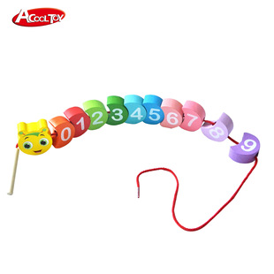 Children's Educational Digital Bead Toys and Games, Wooden Baby Foreign Trade Export Stall Bead Threading Educational Early Learning Toys