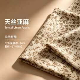 美拉德复古天丝莱赛尔亚麻印花布料服装女装高端天然纤维梭织面料