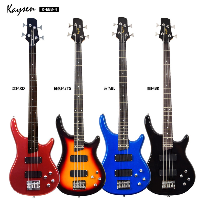 Factory wholesale electric bass beginner bright electric bass four-string professional rock performance musical instrument