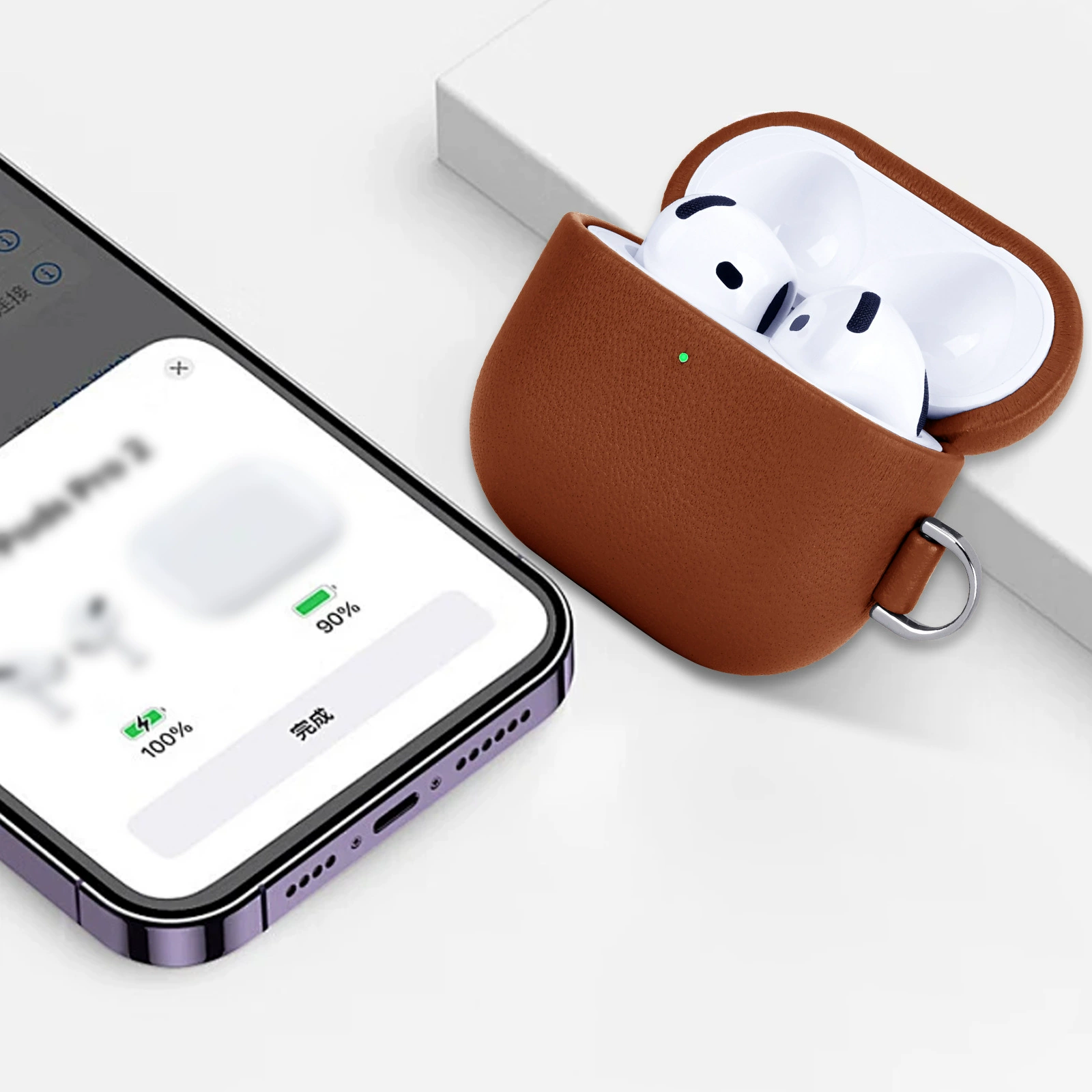 Сумка/чехол из натуральной кожи первого слоя для Apple AirPodsPro2, бесшовный кожаный чехол, полноцветная защитная крышка