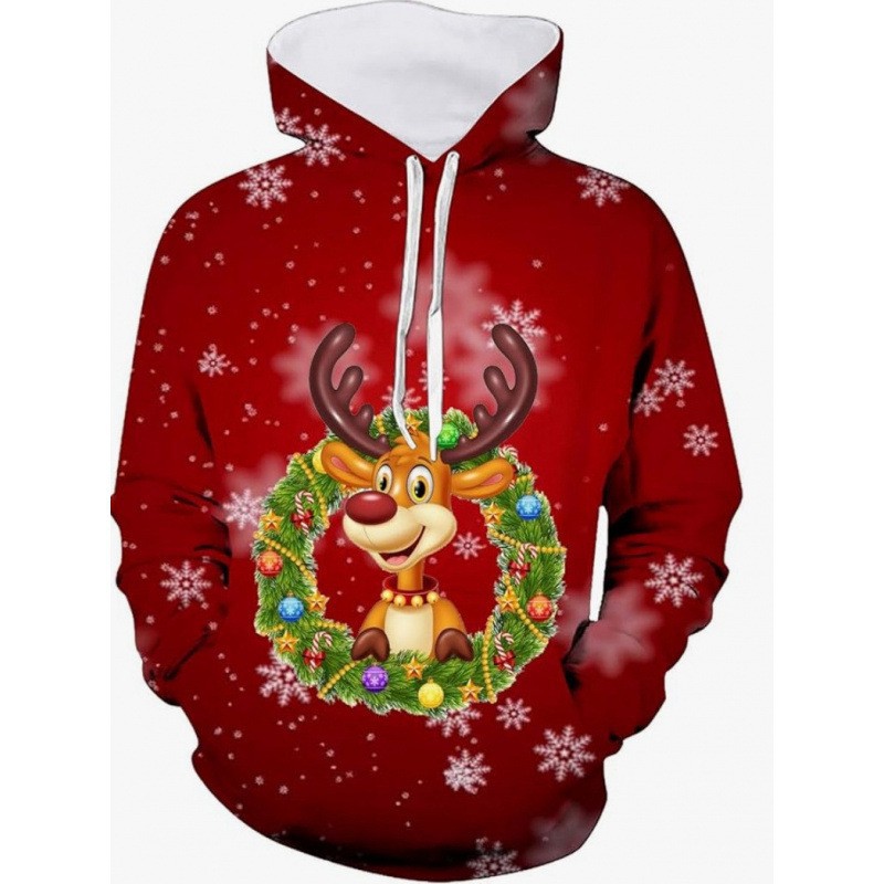 boy 2025 European And American Halloween Men's Cross-Border New Ghost Face Trendy Print Christmas Series Hooded Sweatshirt_voghion.com