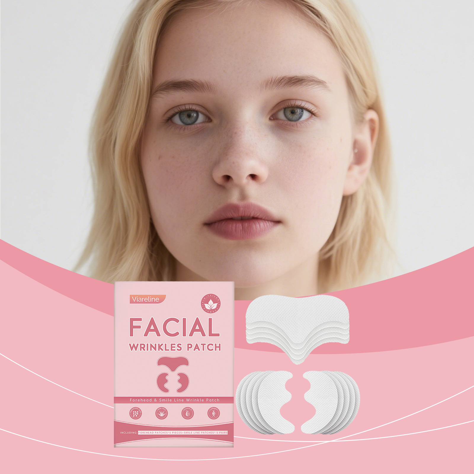 Viareline Forehead Smile Patch Daily Skin Hydration Facial Care Moisturizing Forehead Wrinkles
