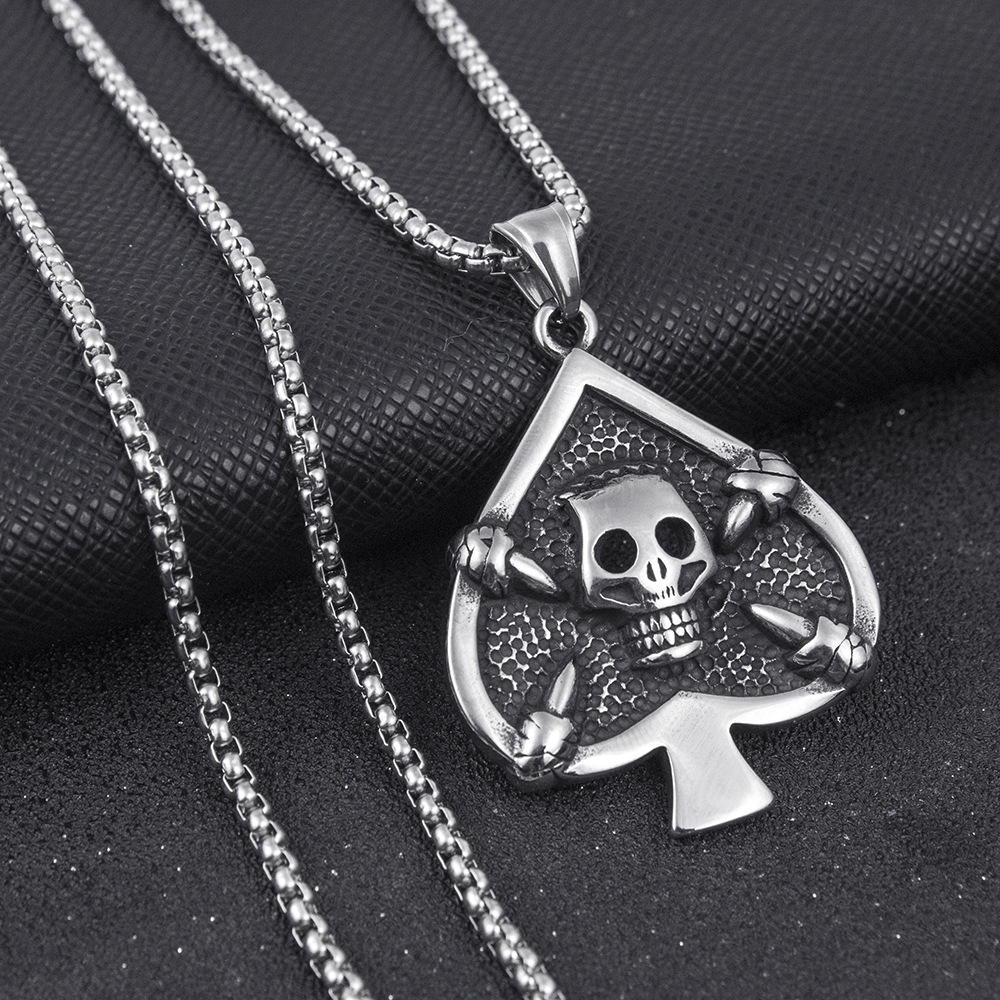 1 Piece Retro Skull Titanium Steel Stoving Varnish Unisex Pendant Necklace