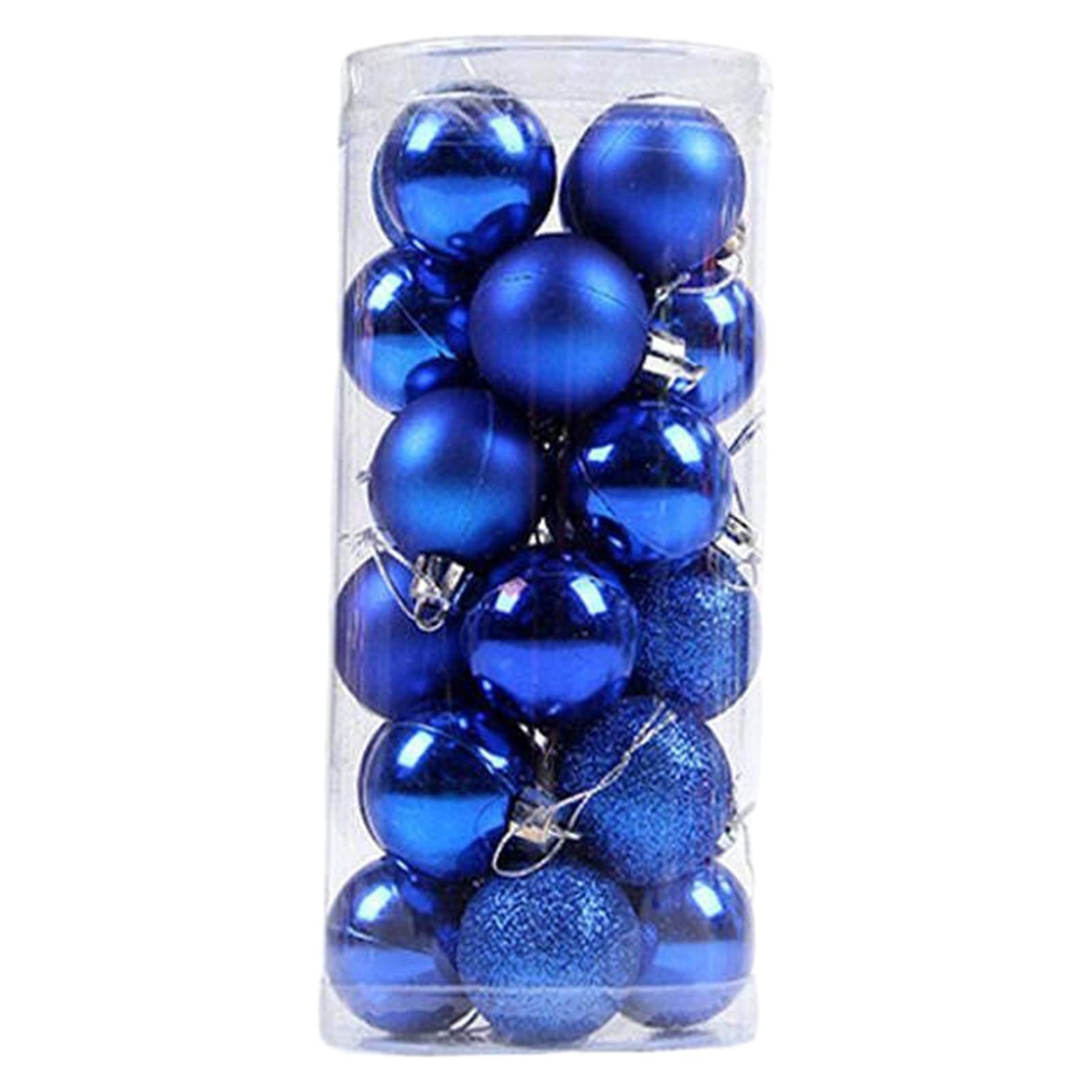 Balón de Navidad multicolor de barril azul, set de 24 bolas de decoración de Navidad, fábrica directa de bolas de plástico galvanizadas