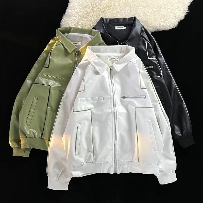 Primavera y otoño marca de moda chaqueta de cuero chaqueta de estilo masculino estilo coreano de moda retro locomotora de cuero pu chaqueta de moda