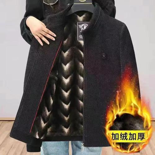 Abrigo de Cachemira de doble cara de alta gama abrigo de invierno de los hombres de mediana edad y ancianos abrigo casual abrigo de lana de los hombres