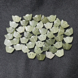 Hotan Jade Qinghai Material Yuanbao Handmade DIY Accessories Small Slipping Pendant Bracelet Buddha Bead Jade Jewelry Wholesale Factory