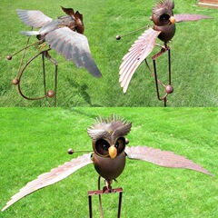 Cross-border independent station new product owl outdoor decoration garden art outdoor garden stake decoration