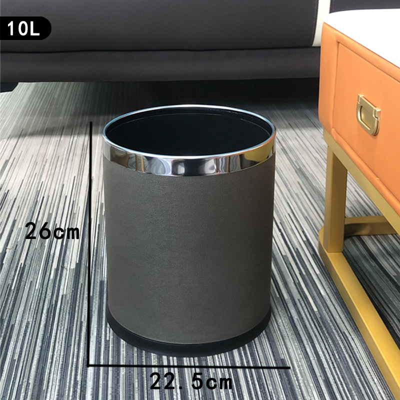 Cubo de plástico de doble capa anillo de plata Futai Gris