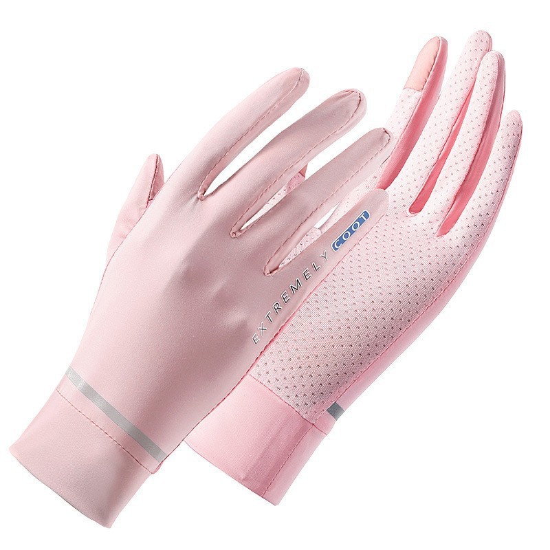 Guantes de protección solar para mujeres Protección UV Seda de hielo Guantes de pantalla táctil dedo completo conducción delgada equitación pesca fugas guantes de dedo