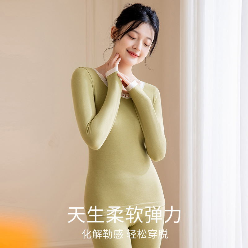 Ropa interior térmica de las mujeres calefacción culturismo desgaste suéter de manga larga pantalones Otoño e Invierno camisa de fondo Delgado otoño ropa pantalones largos mujeres