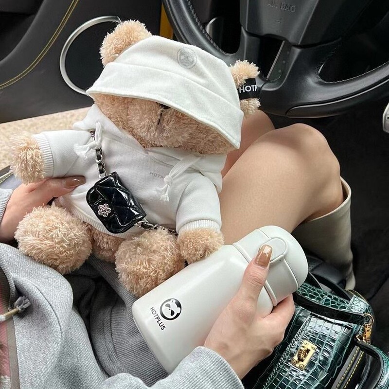HOTPLUS スウェットシャツ クマ 魔法瓶カップ 女性 かわいい 水 カップル 学生ポット かわいい ネットセレブ ストロー付き|undefined