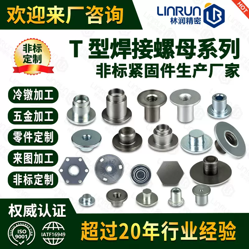 非标紧固件 冷锻t型螺母包胶台阶螺母运动器材配件多工位冷镦非标