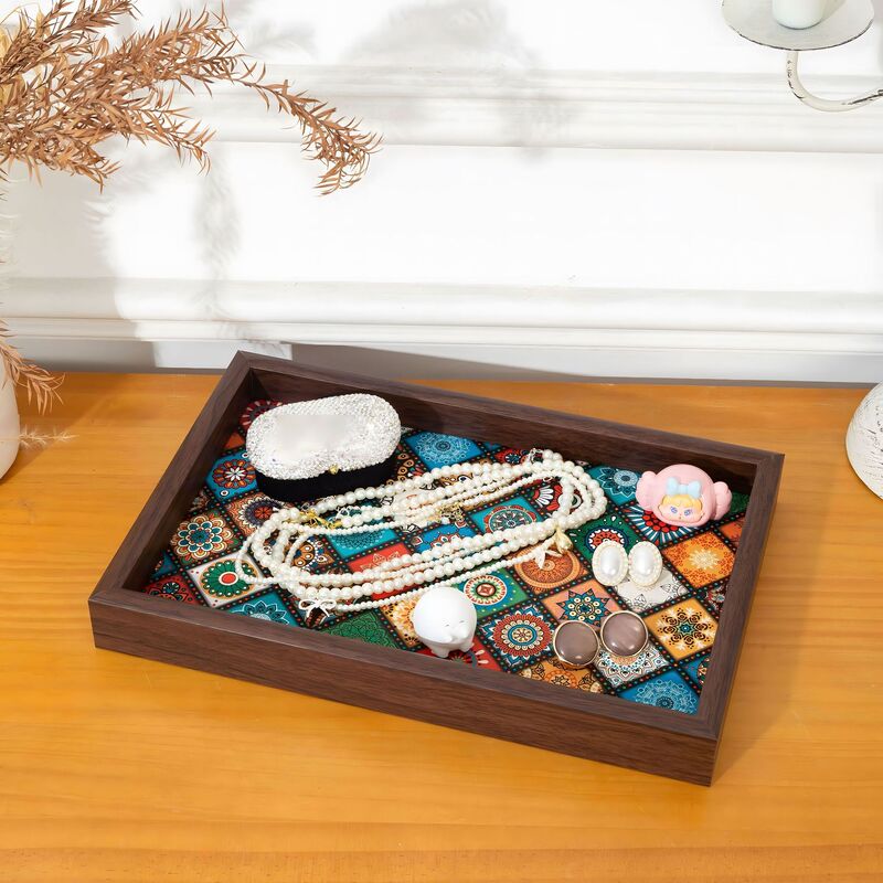 Retro Tea Tray Jewelry Rectangular Wooden Photo Frame Storage Tray for Wine Glasses and Tea, Mother's Day Gift Retro Tea Tray Jewelry Rectangular Wooden Photo Frame Storage Tray for Wine Glasses and Tea, Mother's Day Gift