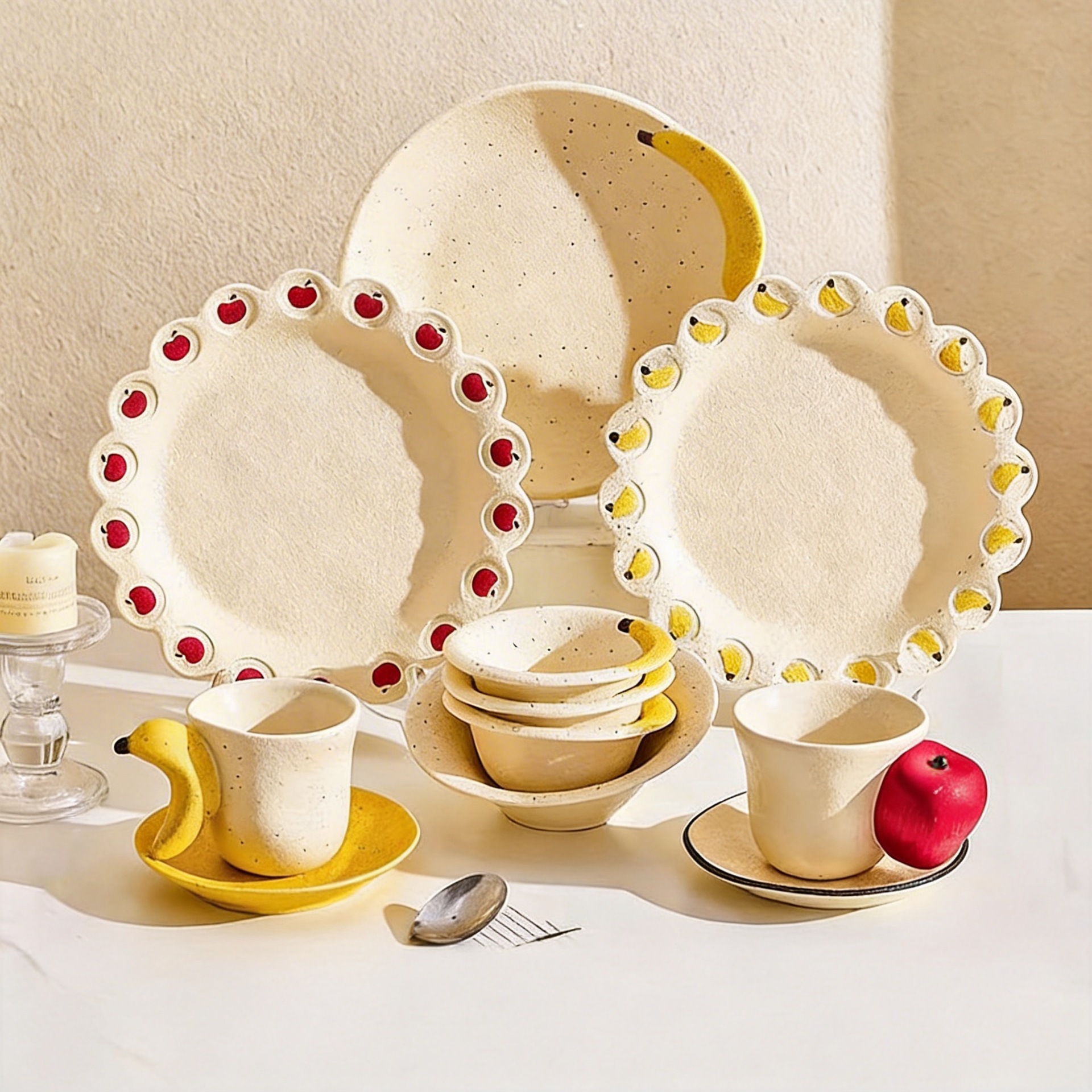 Cute high quality ceramic tableware, set for home use, soup bowl