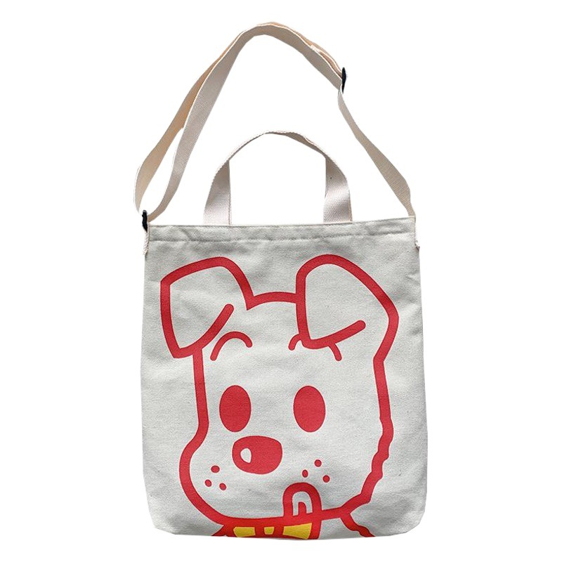 Bolso de lona bolso cruzado para mujer 2025 nuevo estilo estilo japonés versátil bolso de hombro de dibujos animados de gran capacidad bolso de tela para estudiantes estilo k