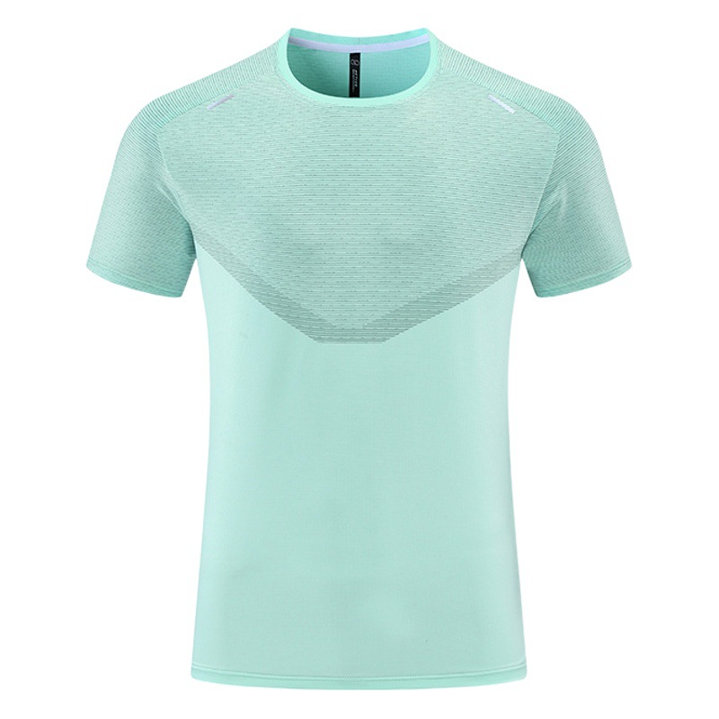 Deportes de verano senderismo banda reflectante absorbente de sudor cuello redondo ropa de entrenamiento de manga corta Camiseta de los hombres fitness baloncesto impreso ropa de correr