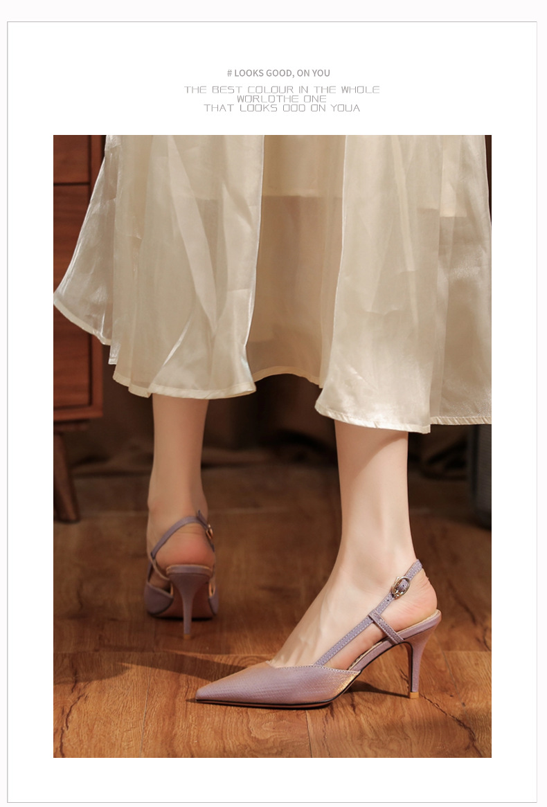 7755B Front Wrap Back Open Heel Sandals High Heels Elegant Commuting Versatile Daily Professional Temperament Women's_voghion.com