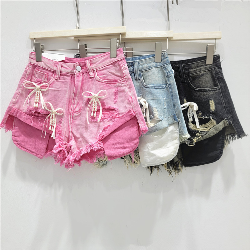 Pantalón Corto de Mezclilla de Talle Bajo con Detalle Desgastado para Verano