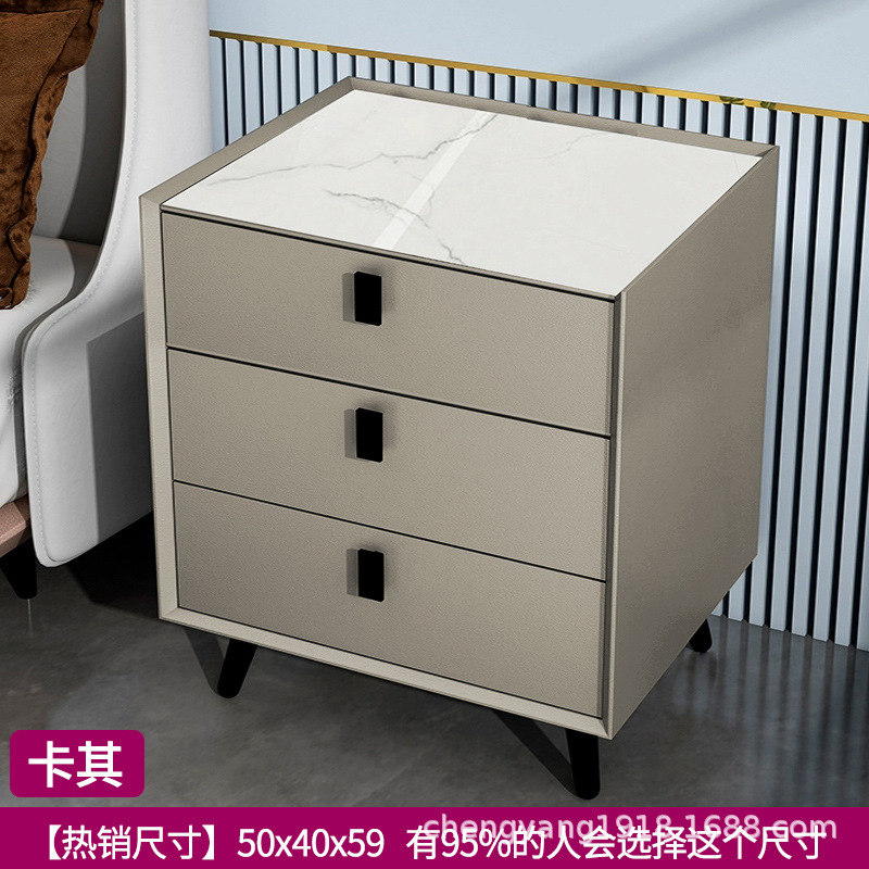 Mesita de noche madera maciza Placa de roca simple moderno Internet celebridad dormitorio mesita de noche protección del medio ambiente todo partido gabinete de almacenamiento mesita de noche