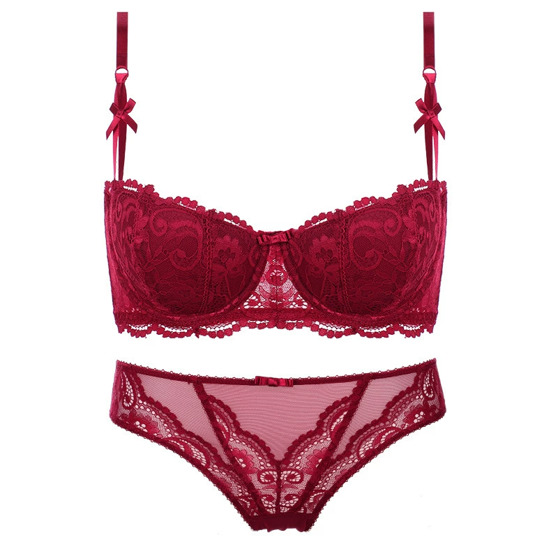 Lace sexy thin underwear, sponge push up bra, set