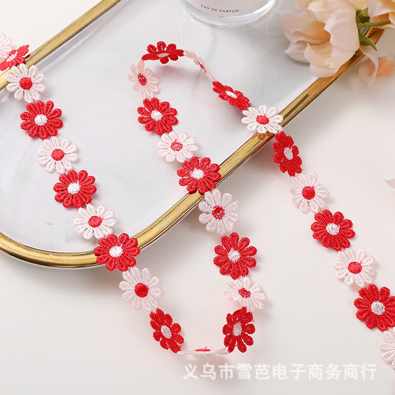 Nuevo punto bordado encaje soluble en agua DIY de dos colores pequeño encaje ropa infantil encaje ropa accesorios encaje