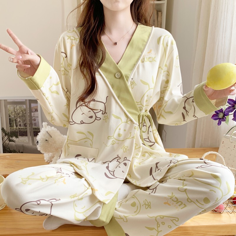 月子服春秋産後3-9月妊婦パジャマ夏の薄いタイプの入院授乳産婦授乳家庭服|undefined