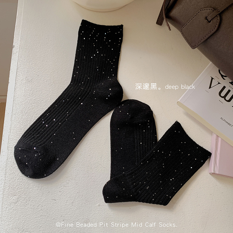 GOOD FA 2025年秋冬细珠片星闪坑条中筒袜 25758|undefined