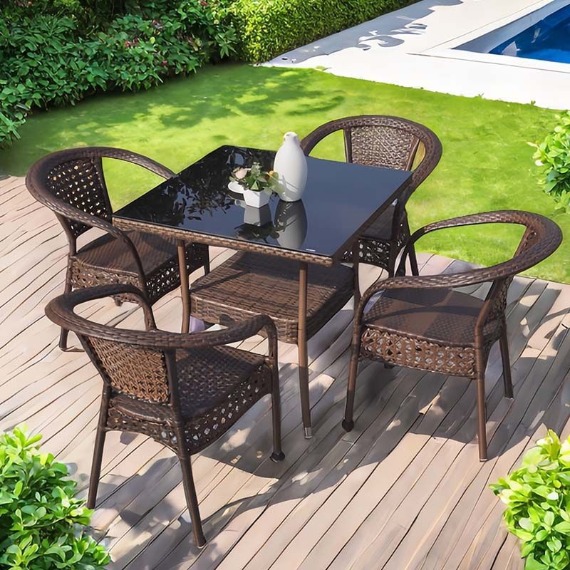 [4 chairs with cushions] + [ 70cm double-layered square table]