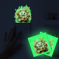 卡通可愛刺蝟蘑菇夜光貼紙兒童房浴室臥室家居裝飾牆貼畫自粘批發
