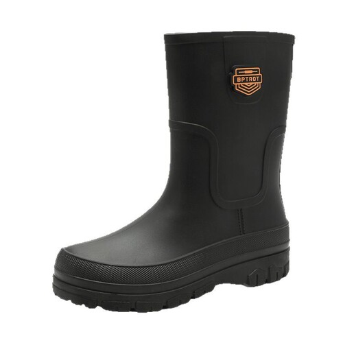 Men's Fashion Mid-Calf Rain Boots with Thick Soles, Outwear, Versatile Fishing Shoes, Non-Slip Kitchen Rubber Shoes, Waterproof Car Washing Shoes