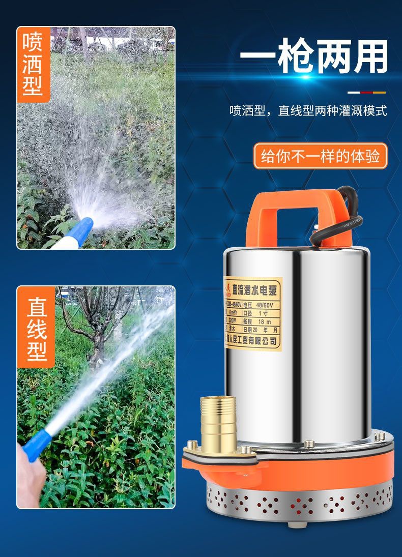 Shanghai People's 12V 24V 48V 60V 72V Dc Submersible Pump Electric Vehicle Battery Water Pump Car Wash