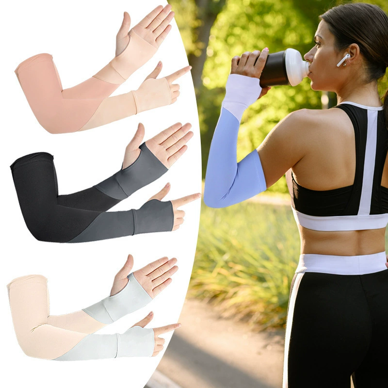 Летний ледяной шелк с защитой от рукавов для путешествий на открытом воздухе, велоспорта, спортивный солнцезащитный козырек, анти-световой ледяной рукав с разъемом для рук