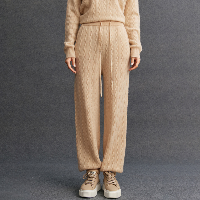 Autumn and Winter New Urban Style Cashmere Pants Cashmere Women's Retro Cable Fashion Casual Simple Versatile Sports Pants Autumn and Winter New Urban Style Cashmere Pants Cashmere Women's Retro Cable Fashion Casual Simple Versatile Sports Pants