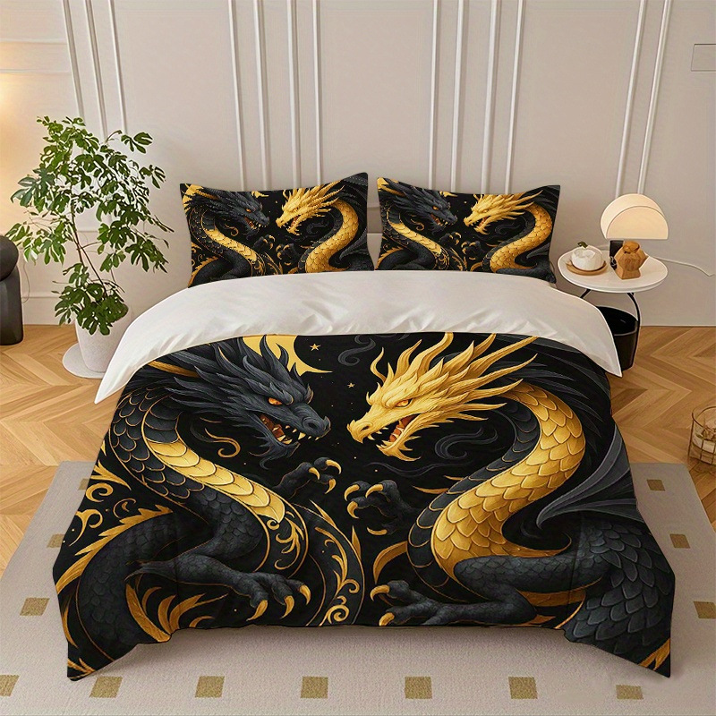 Transfronterizo para textiles domésticos abrasivos de impresión digital colorido dragón quilt kit fuente de fábrica TEMU / JIT