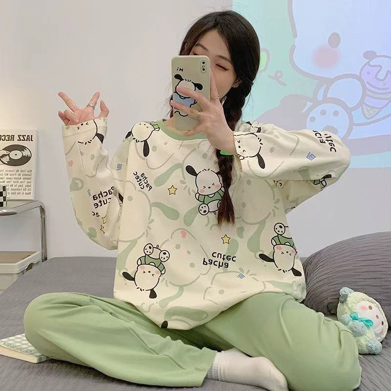 Карикатурные тонкие демисезонные комфортные пижамы, комплект, oversize