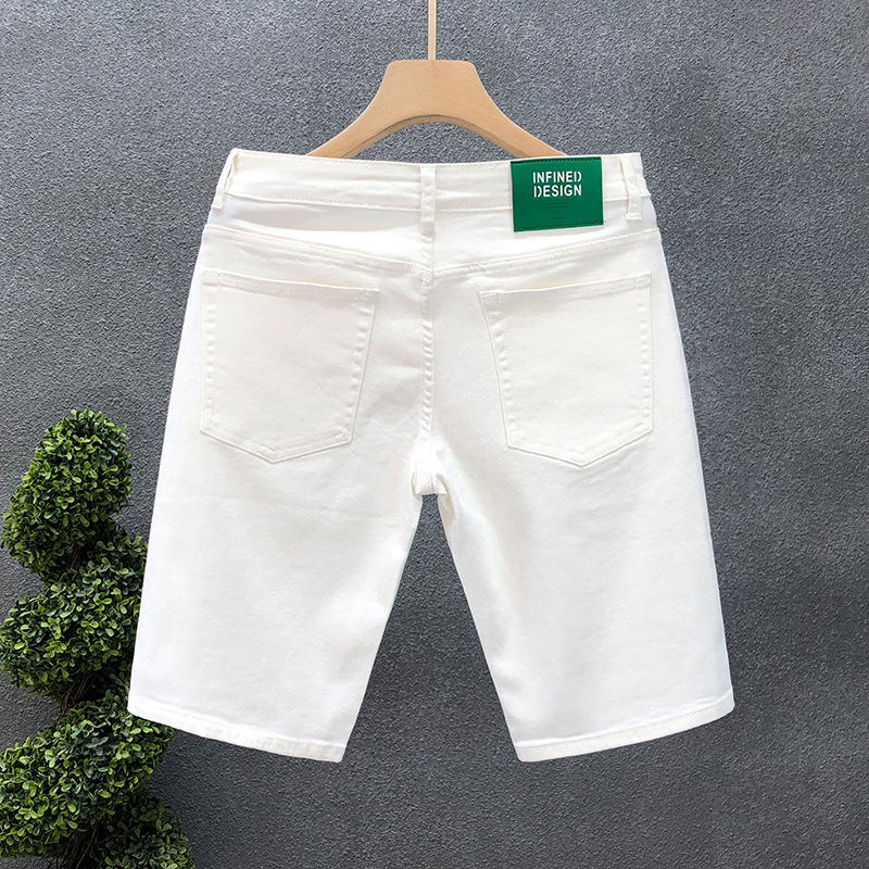 Schlanke Stretch Jeansshorts Für Herren In Blau Für Den Sommer_voghion.com