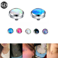 G23 Titanium Australian Opal Accessory Head Embedded Nail Piercing Jewelry Skin Implant Nail Lip Stud DIY 0.9/1.2