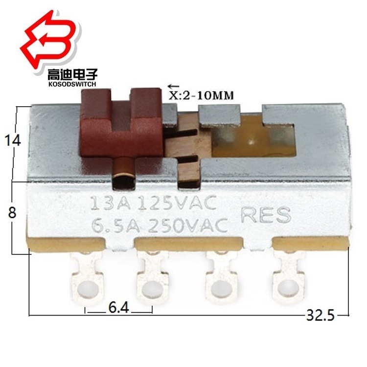 大功率拨动开关三档10A  10A三位滑动开关 大电流功率波动开关3档