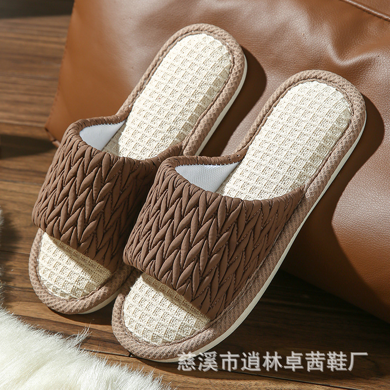 Pantuflas para uso doméstico interior, pantuflas de lino para mujer, silenciosas, cómodas, transpirables, modelo nuevo 2025, pantuflas de color sólido. (Impuestos no incluidos)