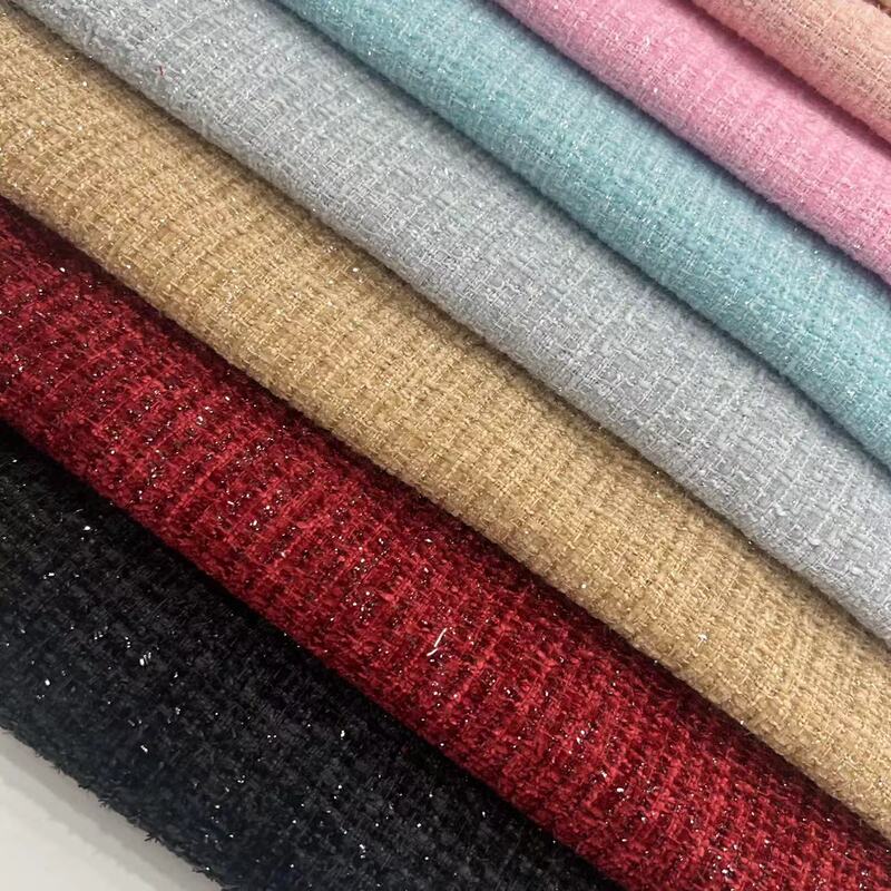 Autumn and Winter Bright Silk Chanel suit Fabric Plain Fashion Chenille Tweed Woven Hat Bag Fashion Fabric