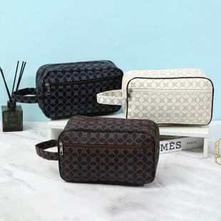 Patterned Portable Toiletry Bag for Men on Business Trips, Business Carry-On Travel Cosmetics Bag, Fashionable and Simple Large-Capacity Portable
