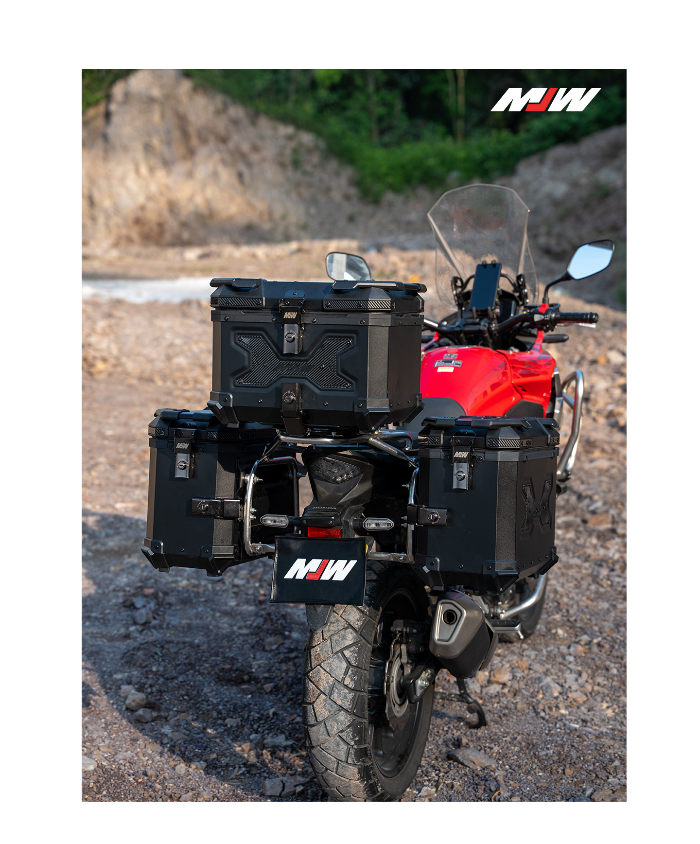 Mjw Black Warrior Aluminum Alloy Tail Box 45L55L65L Motorcycle Large Capacity Trunk Storage Box Electric Vehicle