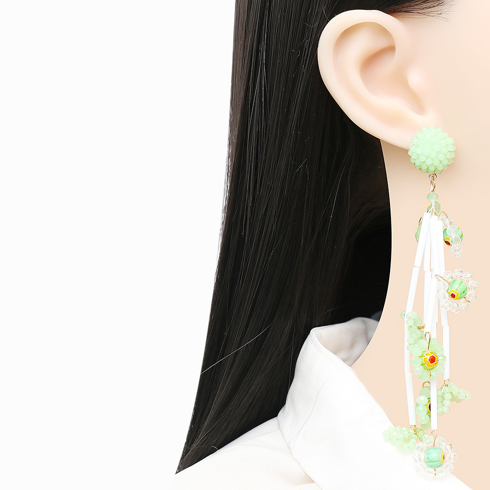 Neue Mode Kreative Blume Micro Glas Kristall Handgemachte Perlen Legierung Ohrringepicture2